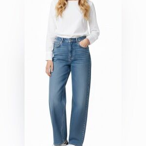 DIVIDED H&M High-Rise Ultra Wide Leg Jeans 100% Cotton Blue Size 12